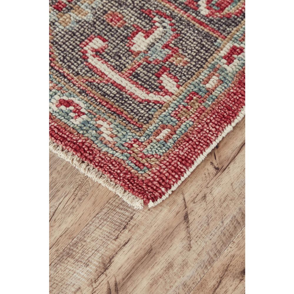 Piraj Nordic Hand Knot Wool Rug, Red/Turquoise, 2ft x 3ft Accent Rug, 7216453FIVYCHLP00. Picture 3