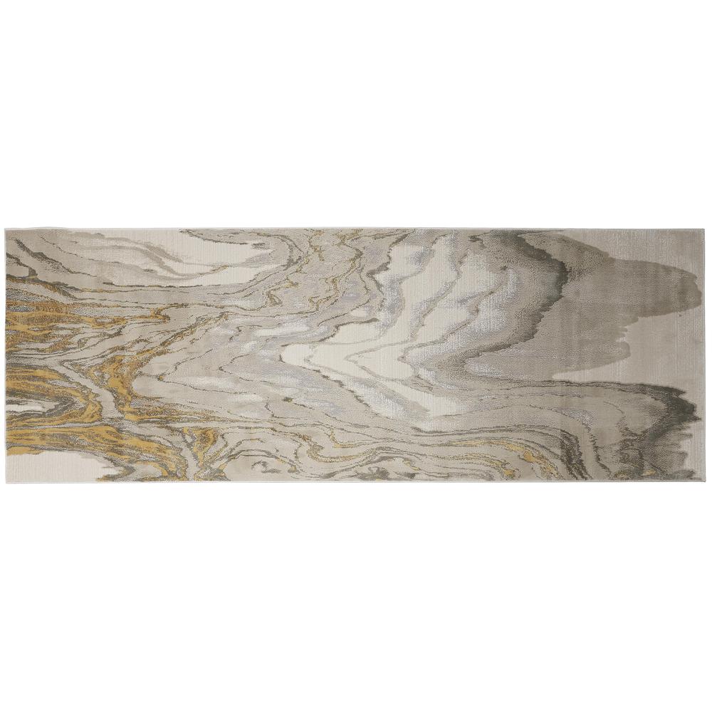 Waldor Absrtract Marble Print Rug, Goldenrod/Ivory, 2ft-10in x 7ft-10in, Runner, 7353602FIVY000I71. Picture 1