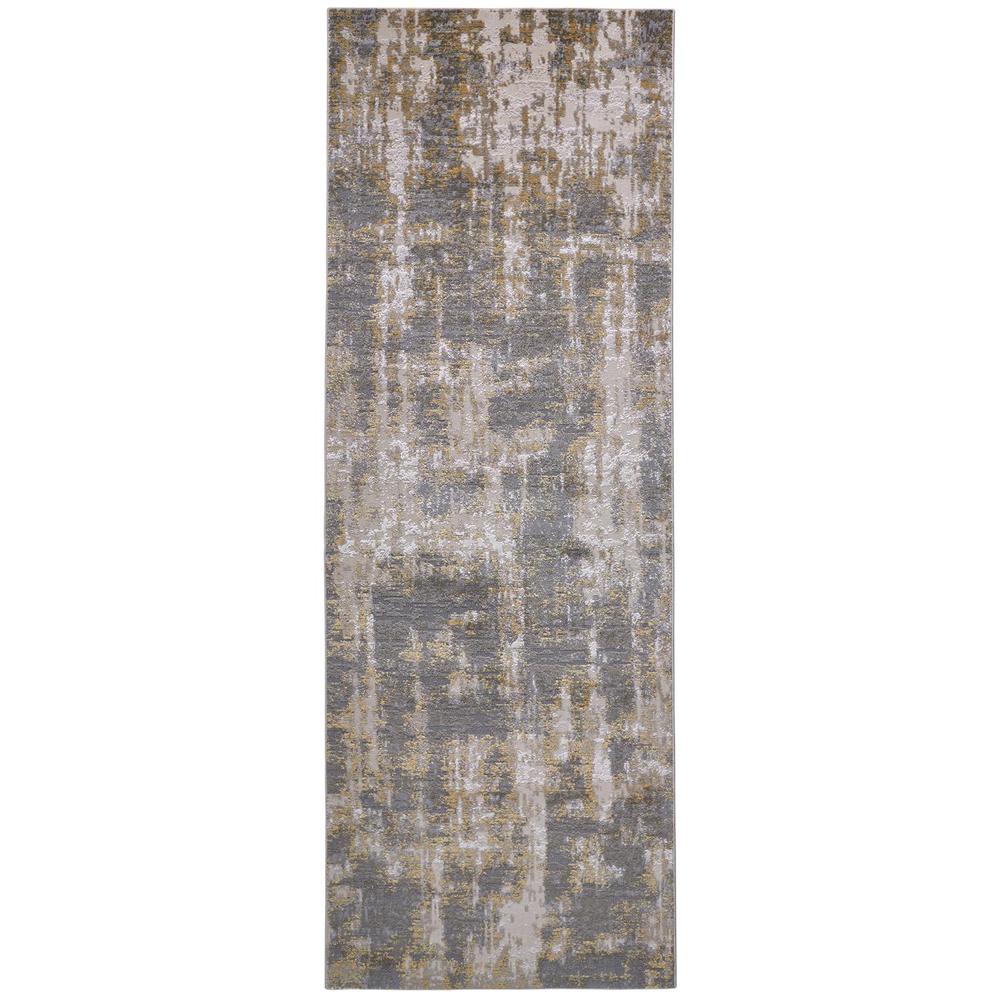 Waldor Metallic Abstract Rug, Gray/Taupe/Gold, 2ft - 10in x 7ft - 10in, Runner, 7353969FGLDSTEI71. Picture 1