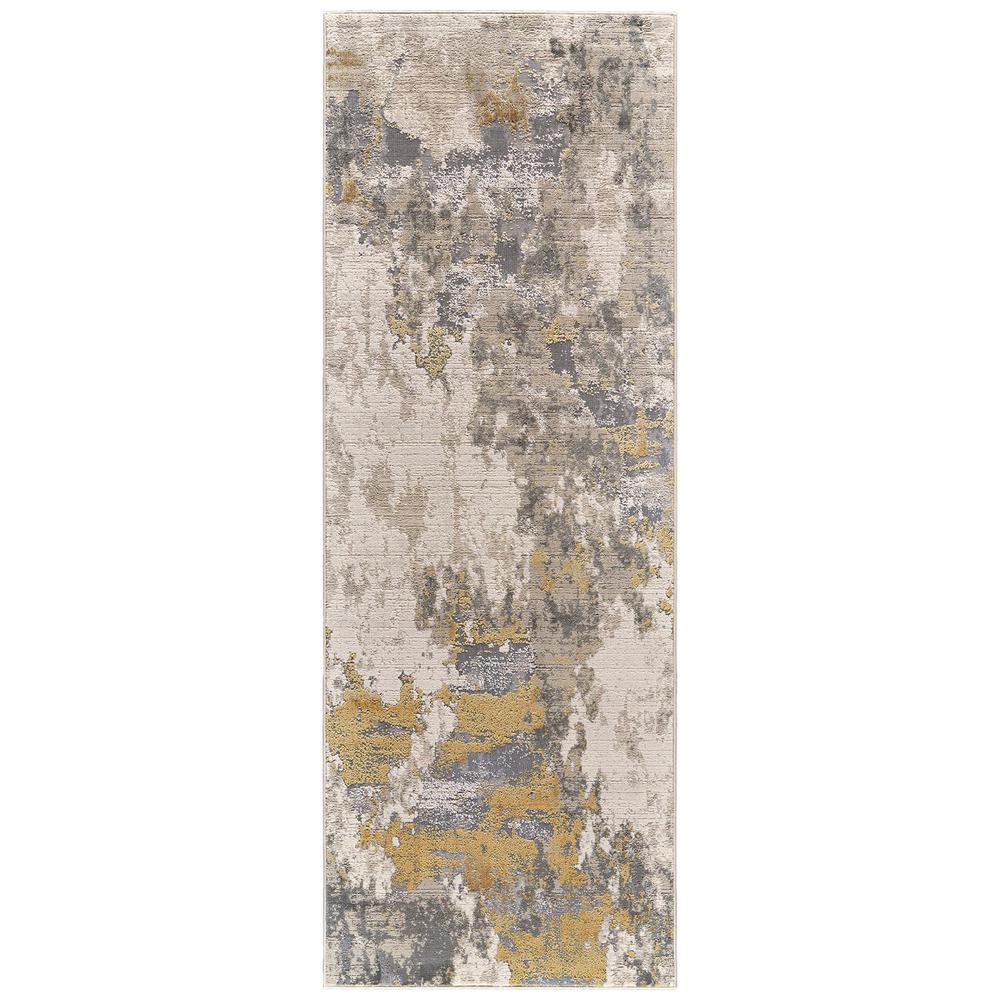 Waldor Metallic Abstract Rug, Golden Glow/Ivory, 2ft-10in x 7ft-10in, Runner, 7353970FGLDBIRI71. Picture 1