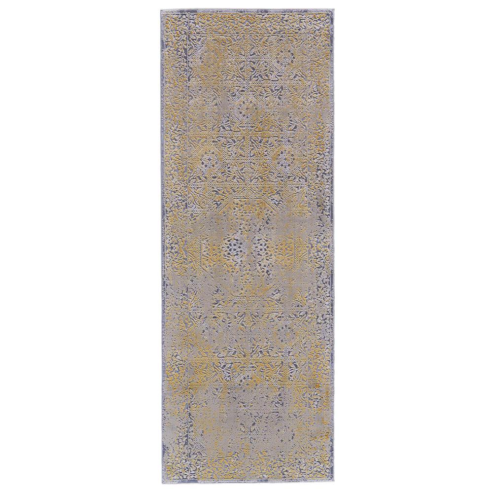 Waldor Distressed Medallion, Golden Glow/Gray, 2ft - 10in x 7ft - 10in, Runner, 7353971FGLDSNDI71. Picture 1