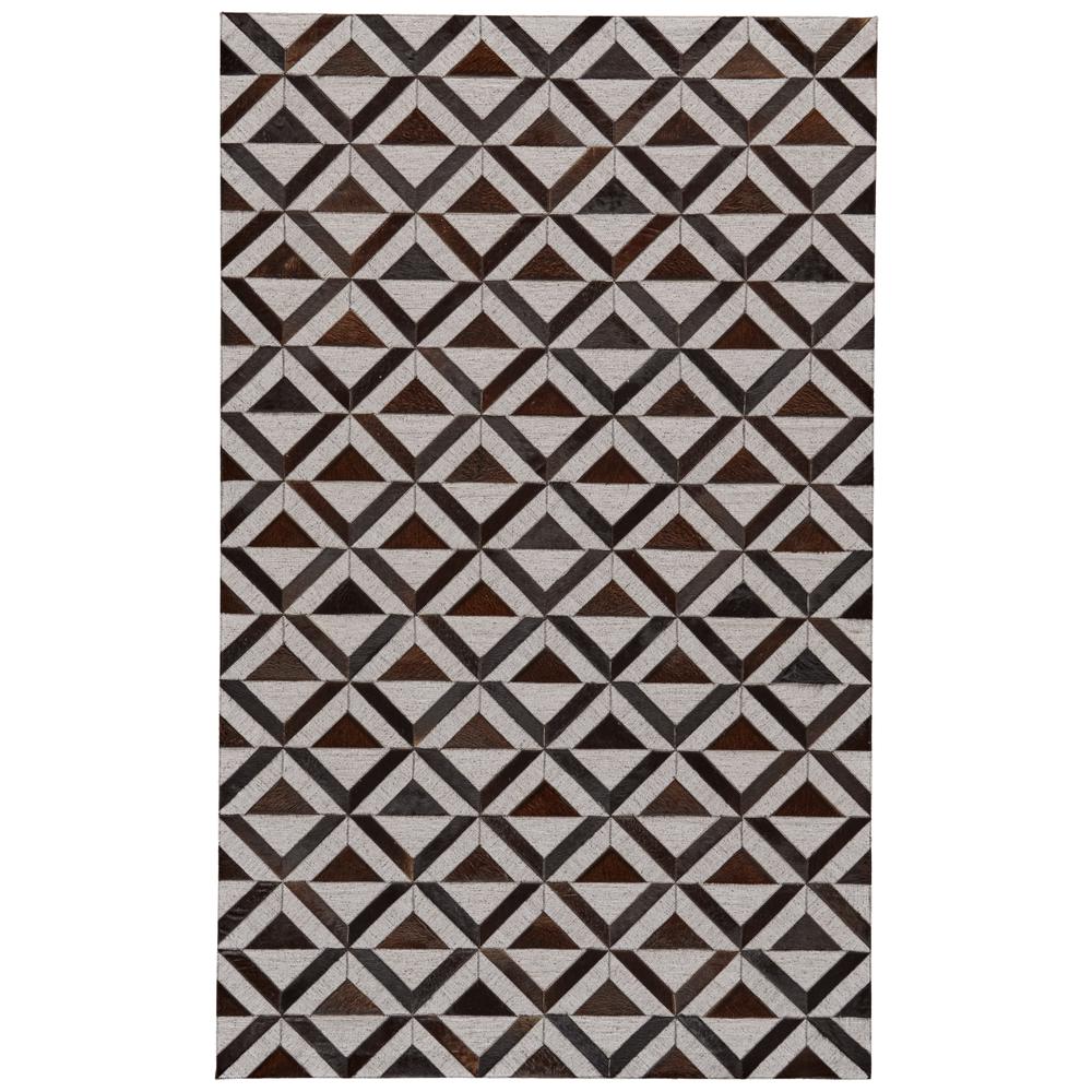Fannin Handmade Diamond Leather Rug, Gray/Brown, 2ft x 3ft Accent Rug, 7380757FONXBWDP00. Picture 1