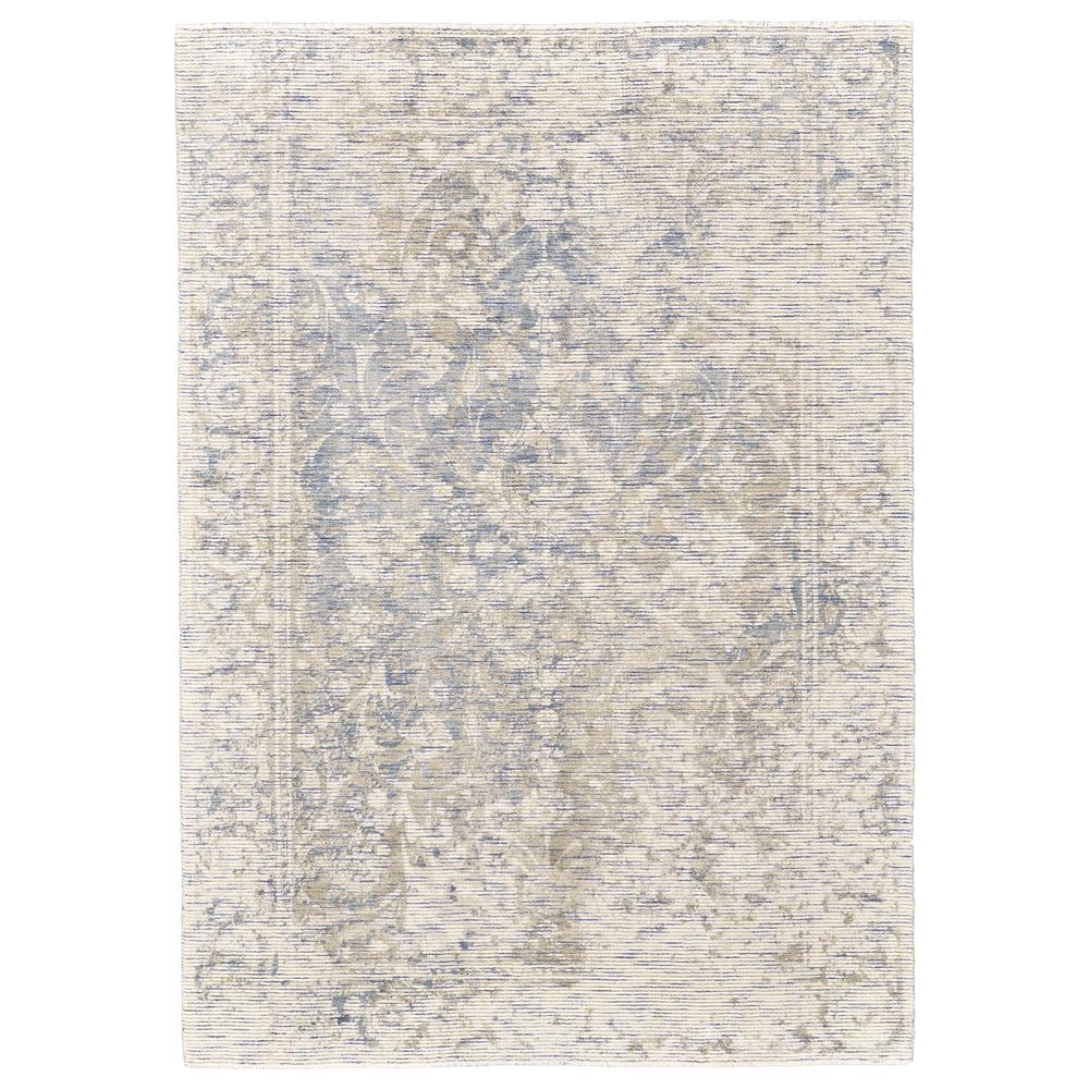 Reagan Distressed Ornamental Wool Rug, Beige/Dusk Blue, 2ft x 3ft Accent Rug, 7408685FBLU000P00. Picture 2