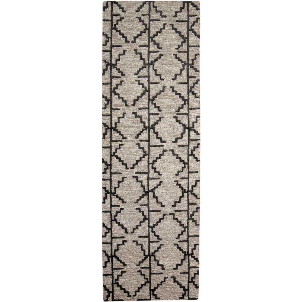 Enzo Minimalist Natural Wool Rug, Warm Taupe/Black, 2ft - 6in x 8ft, Runner, 7428732FCHLGRYI6A. Picture 1