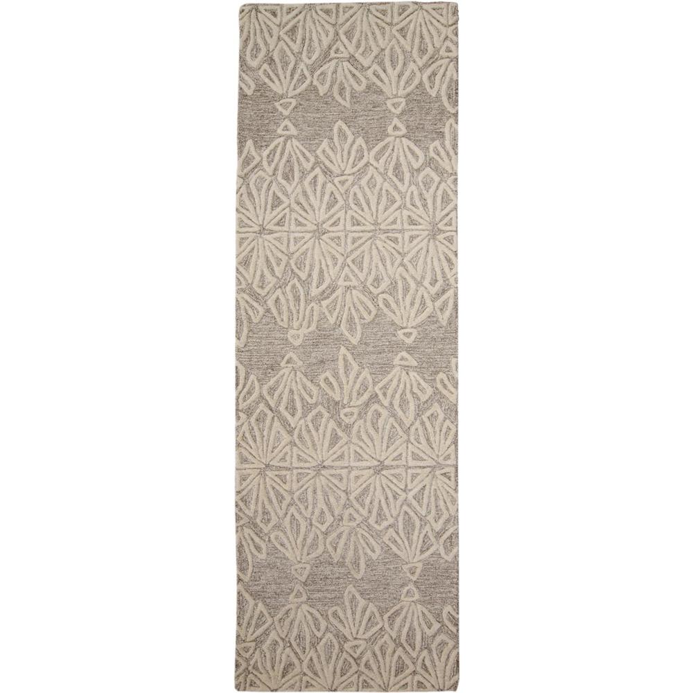 Enzo Minimalist Geo Floral Wool Rug, Warm Taupe/Ivory, 2ft - 6in x 8ft, Runner, 7428735FIVYTPEI6A. Picture 1