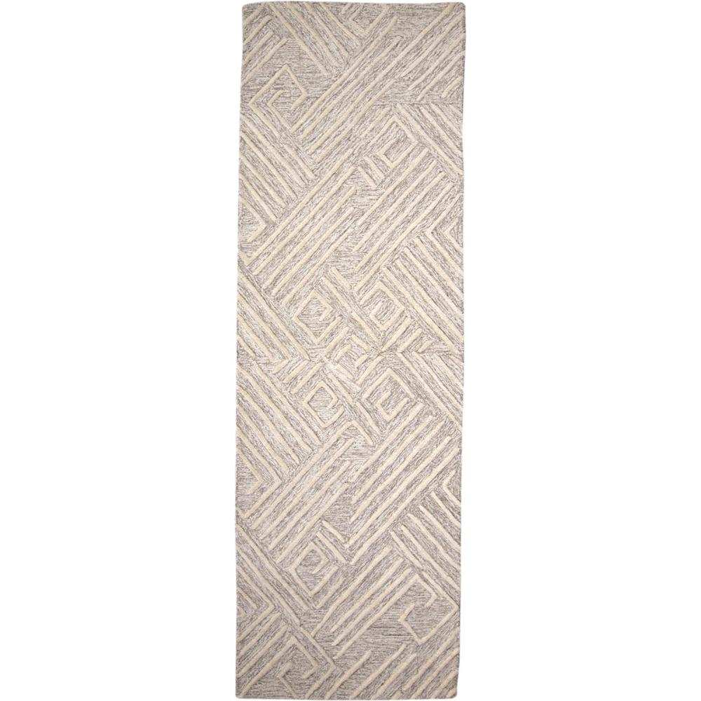 Enzo Minimalist Maze Wool Rug, Ivory/Natural Tan, 2ft - 6in x 8ft, Runner, 7428737FIVYNATI6A. Picture 1