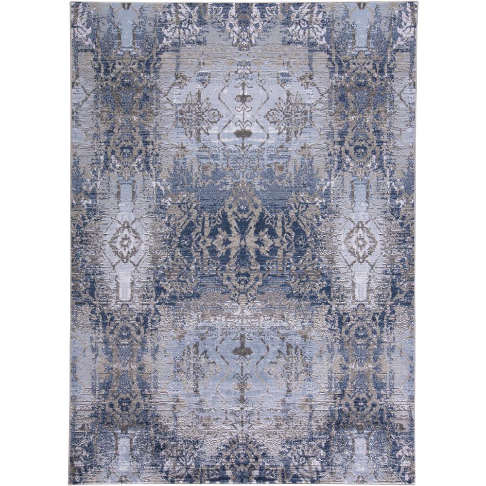 Gaspar Modern Abstract Deco Style, Ice Blue/Navy Blue, 14in x 13ft-6in Area Rug, 7873834FLBLSLGH11. The main picture.