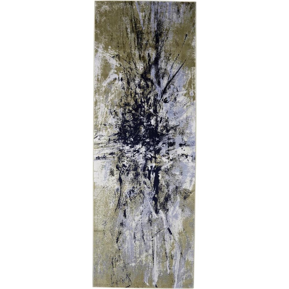 Marigold Abstract Splatter Print Rug, Gold/Dusk Blue, 2ft-10in x 8ft, Runner, 7883833FGLDBLUI1C. Picture 1