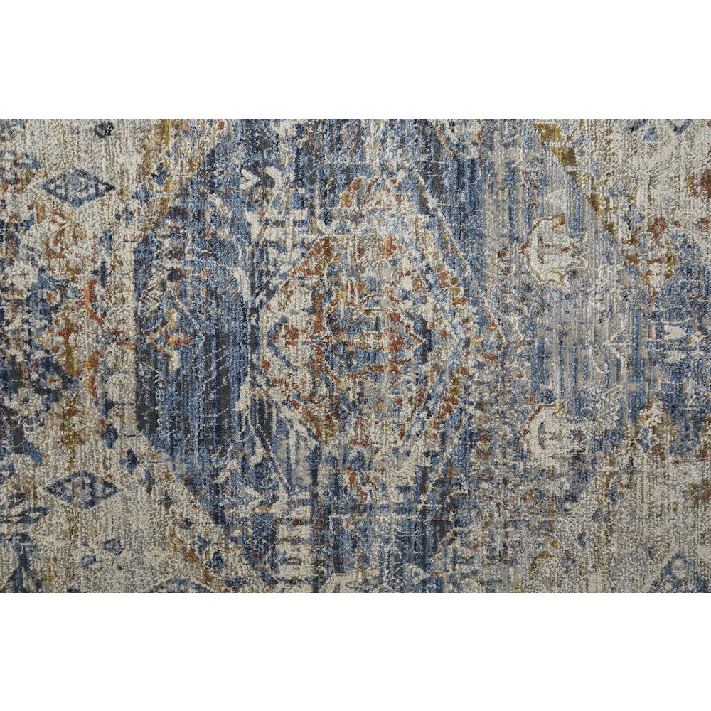 Kaia Transitional Medallion, Ivory/Orange/Blue, 12' x 15' Area Rug. Picture 6