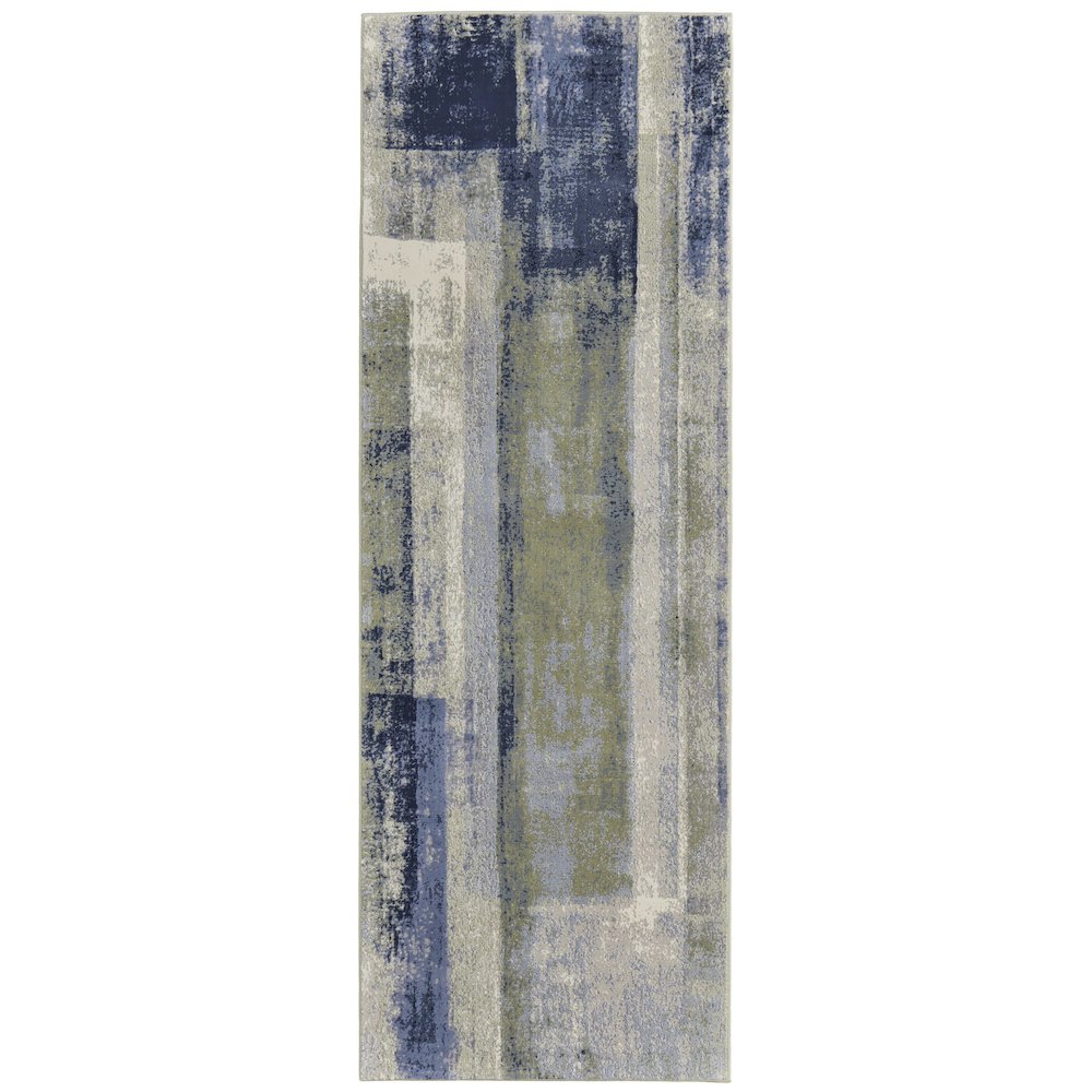 Clio Modern Abstract, Blue/Green/Ivory, 2'-9" x 7'-10" RUNNER Runner. Picture 1