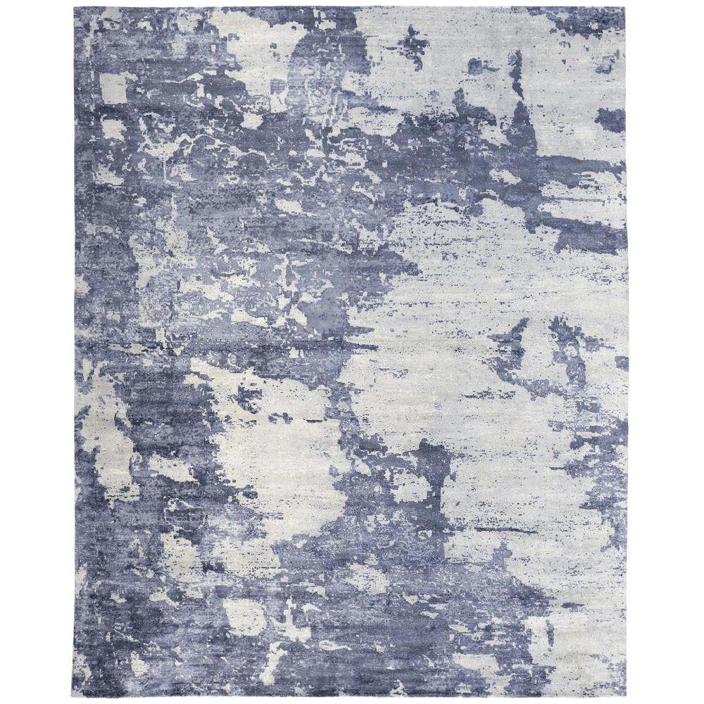 Emory Handwoven Lustrous Viscose Rug, Light Silver/Indigo, 10ft x 14ft Area Rug, 8558661FATL000H00. Picture 2