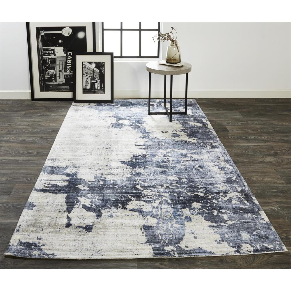 Emory Handwoven Lustrous Viscose Rug, Light Silver/Indigo, 10ft x 14ft Area Rug, 8558661FATL000H00. Picture 1