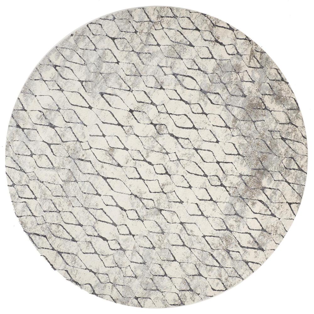 Kano Contemporary Distressed Rug, Ivory/Charcoal, 8ft - 9in x 8ft - 9in Round, 8643872FSNDCHLN89. Picture 2