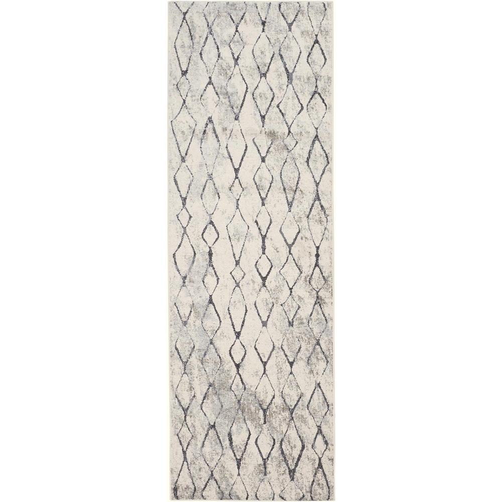 Kano Contemporary Distressed Rug, Ivory/Charcoal, 2ft - 7in x 8ft, Runner, 8643872FSNDCHLI7A. Picture 2