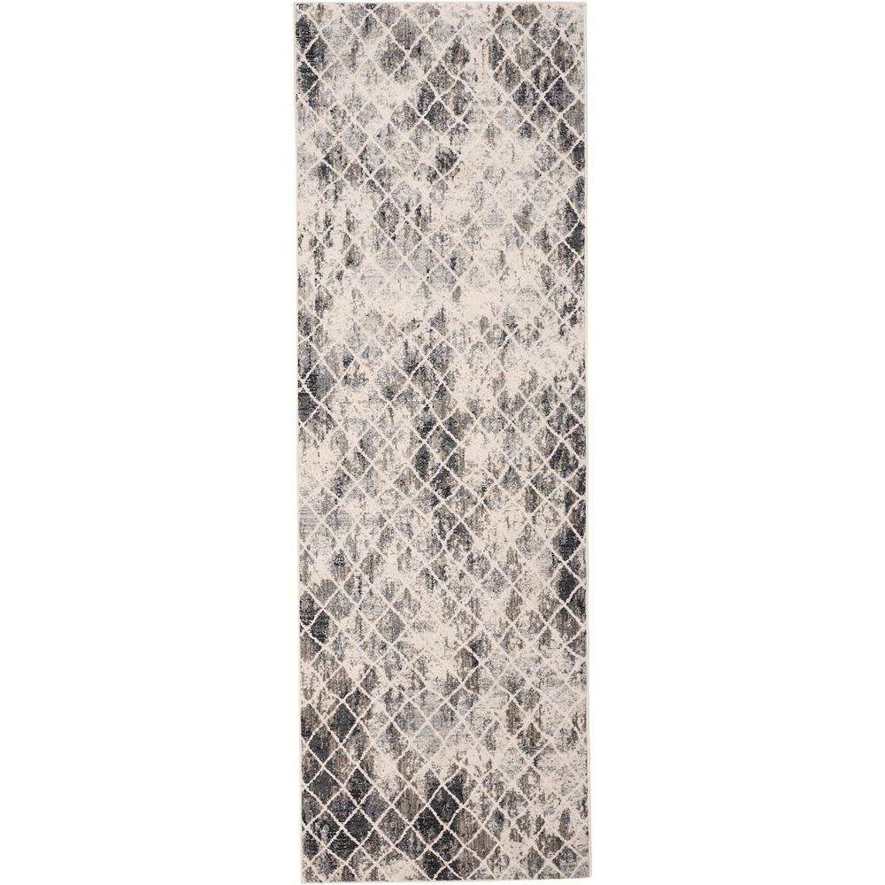 Kano Distressed Diamonds Rug, Charcoal/Ivory, 2ft - 7in x 8ft, Runner, 8643873FSNDIVYI7A. Picture 2