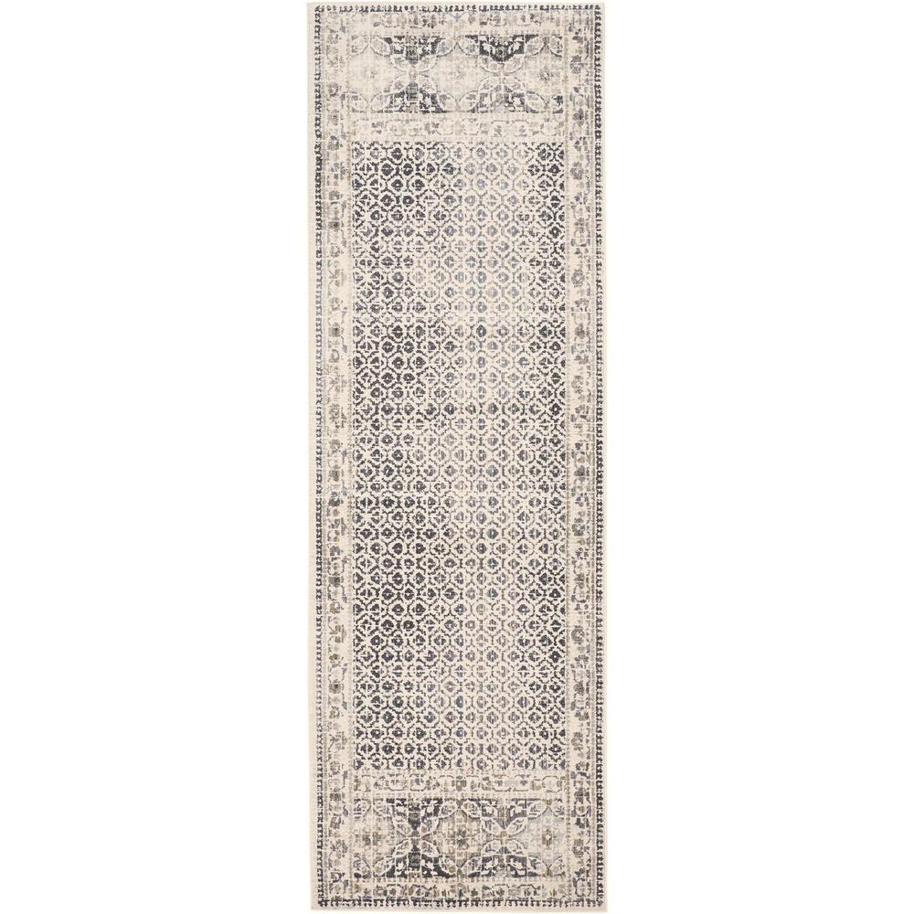 Kano Distressed Geometric Floral Area Rug, Gray/Ivory, 2ft-7in x 8ft, Runner, 8643874FGRYIVYI7A. Picture 2