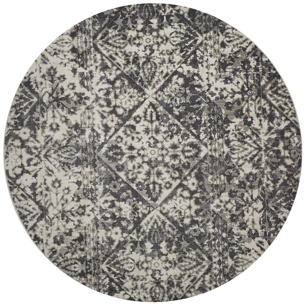 Kano Distressed Medallion Diamond Rug, Ivory/Gray, 8ft - 9in x 8ft - 9in Round, 8643876FCHLIVYN89. Picture 2