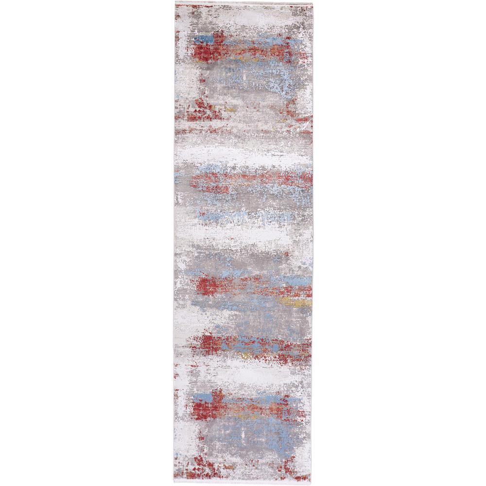 Cadiz Gradient Luster Rug, Gray/Deep Red/Blue, 3ft-1in x 10ft, Runner, 8663902FMLT000I89. Picture 2