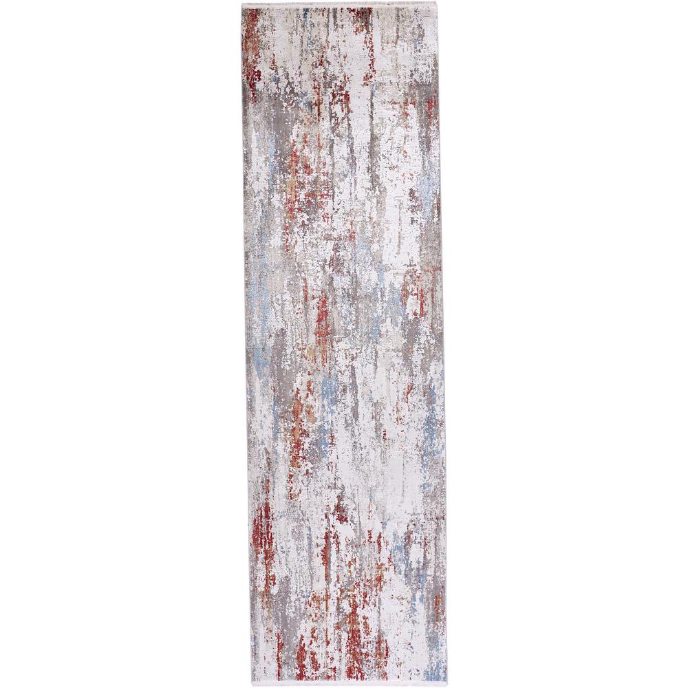 Cadiz Gradient Luster Rug, Gray/Deep Red/Blue, 3ft - 1in x 10ft, Runner, 8663903FIVYMLTI89. Picture 2