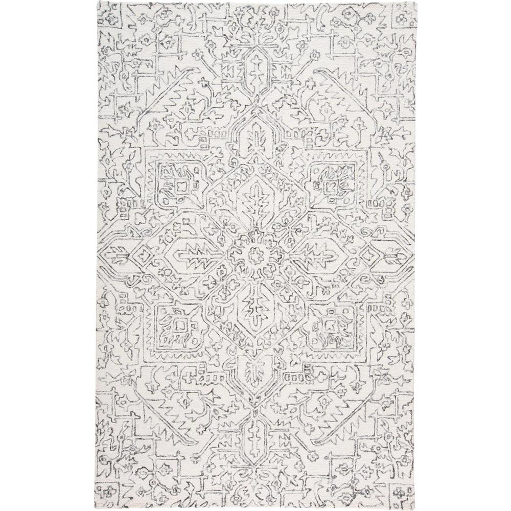 Belfort Modern Medallion Rug, Ivory/Charcoal, 2ft x 3ft Accent Rug, 8698778FIVYCHLP00. Picture 2