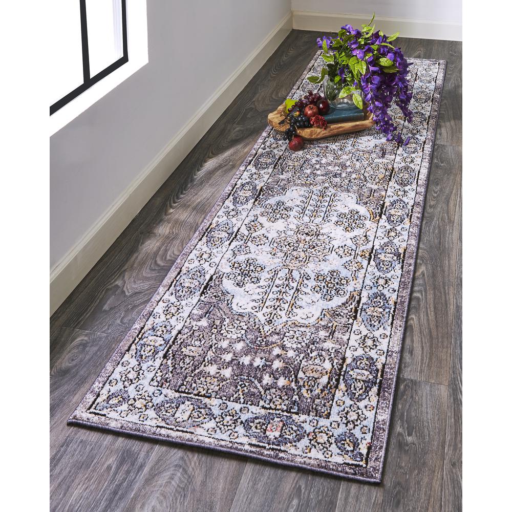 Armant Bohemian Space-dyed, Warm Gray/Sky Blue, 2ft-3in x 7ft-9in, Runner, 8803906FGRYMLTI4B. The main picture.