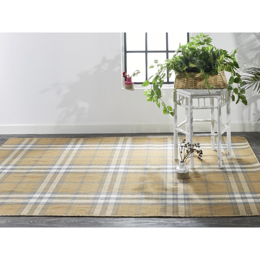 Crosby Eco-Friendly PET Dhurrie, Golden/Denim Blue,2ft x 3ft Accent Rug, 8830565FGLD000P00. Picture 1