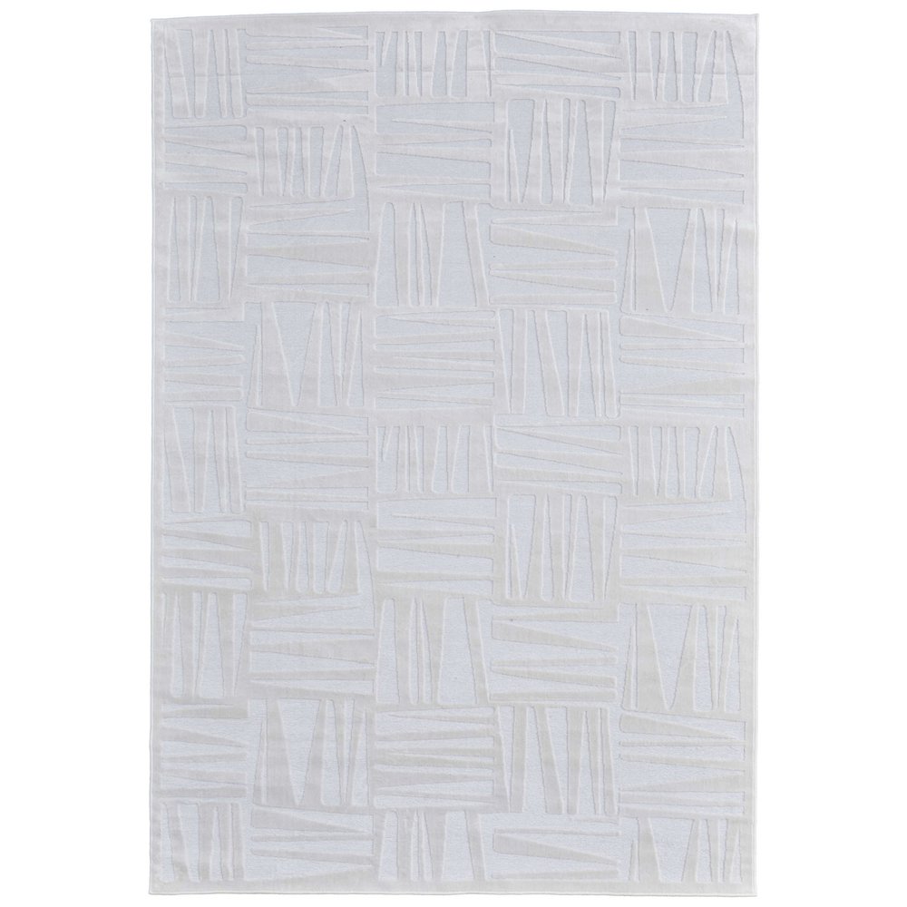 Saphir Mira Modern Geometric, White, 5'-3" x 7'-6" Area Rug. Picture 1