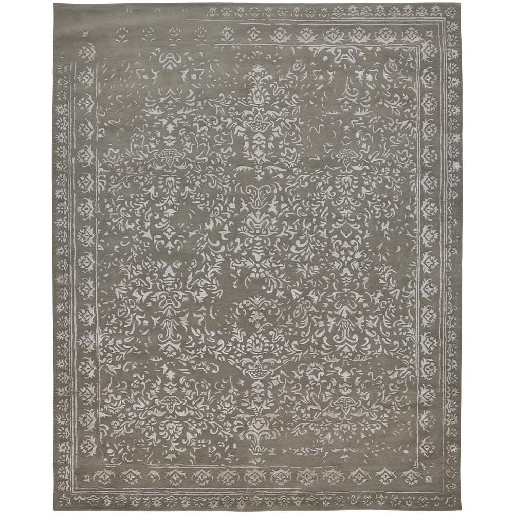 Bella High/Low Floral Wool Rug, Warm Silver Gray, 2ft x 3ft Area Rug, 9698014FGRYSLVP00. Picture 2