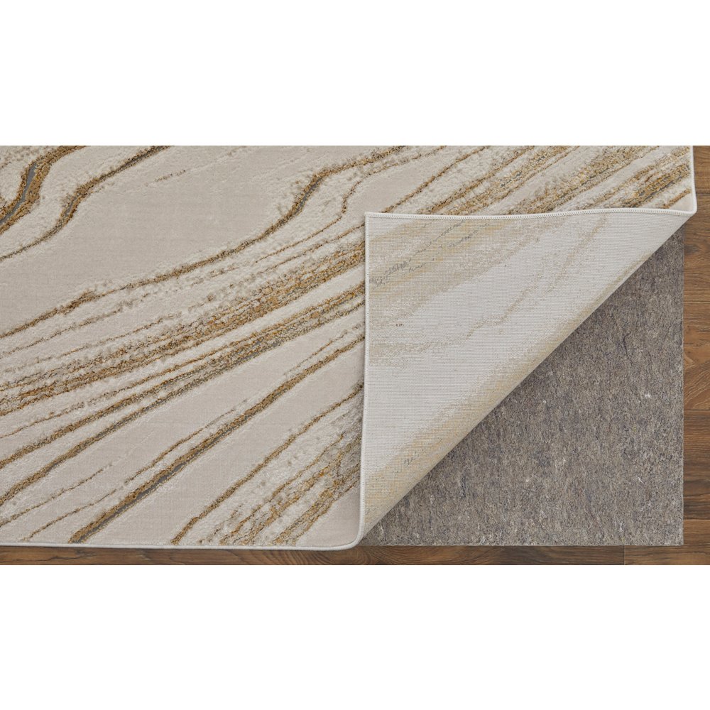 Aura Modern Abstract, Ivory/Taupe/Gold, 6'-7" x 9'-6" Area Rug. Picture 4