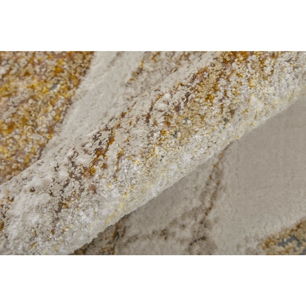 Aura Modern Abstract, Ivory/Taupe/Gold, 6'-7" x 9'-6" Area Rug. Picture 5