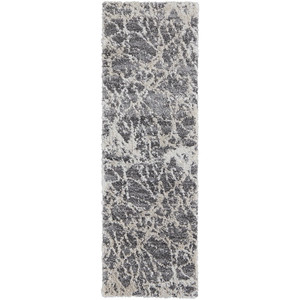 Mynka Transitional Abstract, Gray/Ivory, 2'-6" x 8' Runner. Picture 1