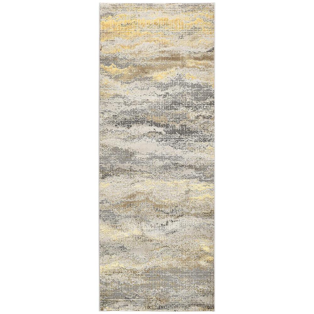 Aura Modern Variegated, Gold/Cloudy Gray, 2ft - 10in x 7ft - 10in, Runner, AUR3735FGLDGRYI71. Picture 2