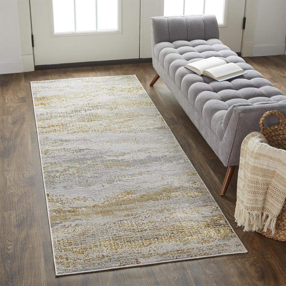 Aura Modern Variegated, Gold/Cloudy Gray, 2ft - 10in x 7ft - 10in, Runner, AUR3735FGLDGRYI71. Picture 1