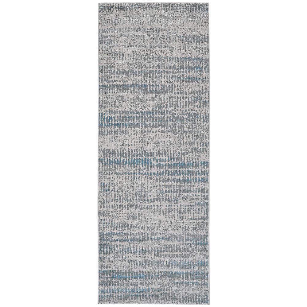 Azure Modern Metallic Distressed Runner, Teal/Gray, 2ft-10in x 7ft-10in, AZR3402FBLUGRYI71. Picture 2
