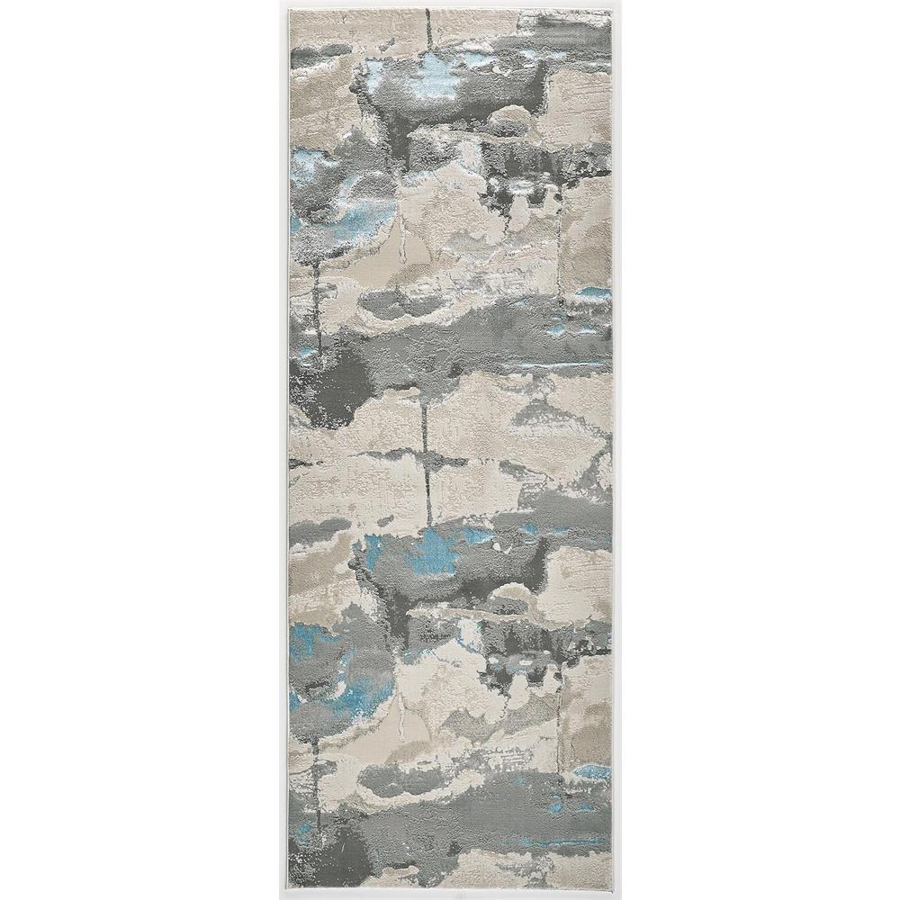 Azure Modern Metallic Marbled Rug, Beige/Teal//Gray, 2ft-10in x 7ft-10in, Runner, AZR3525FBLUGRYI71. Picture 2