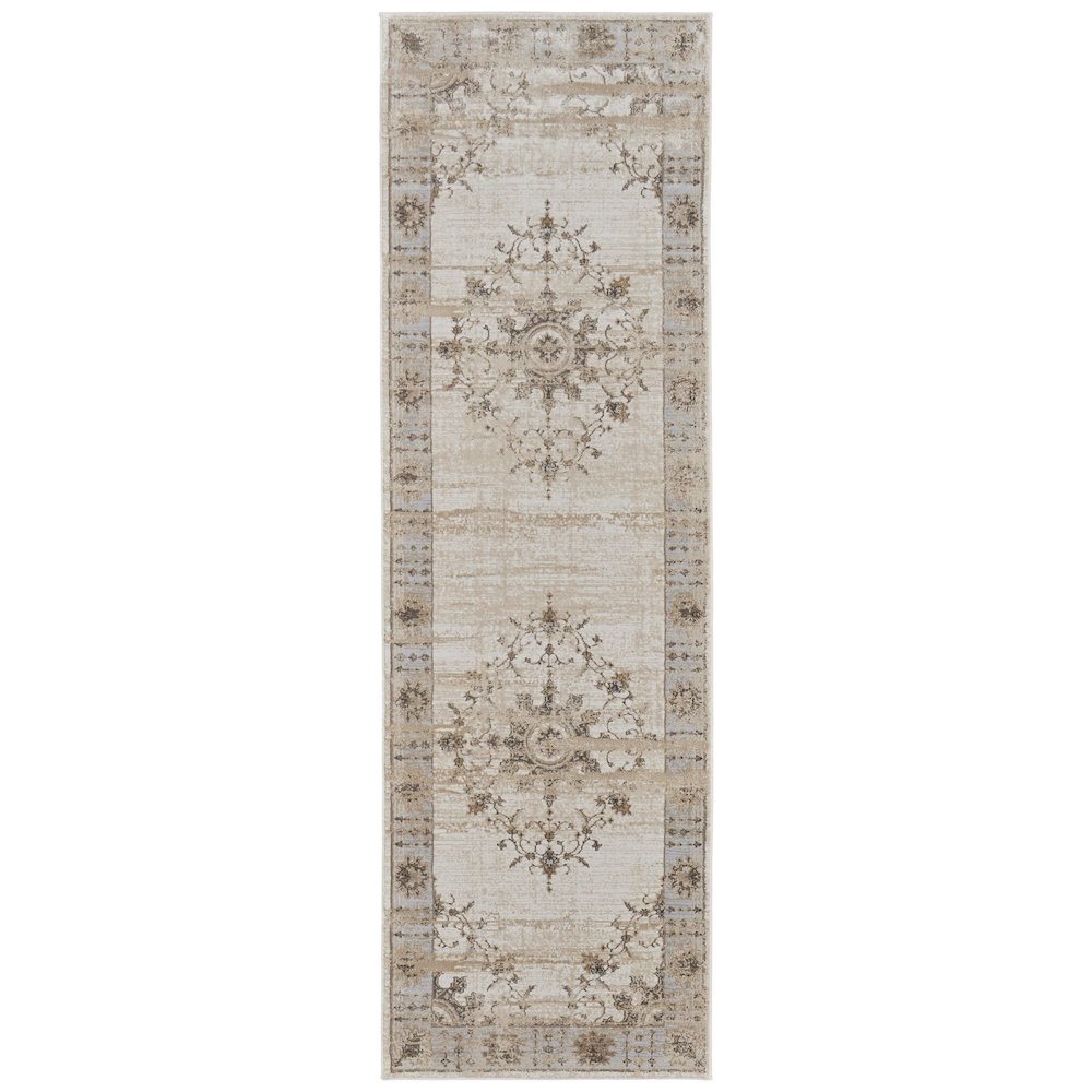 Celene Traditional Bordered, Tan/Brown/Gray, 2'-6" x 8' Runner. Picture 1