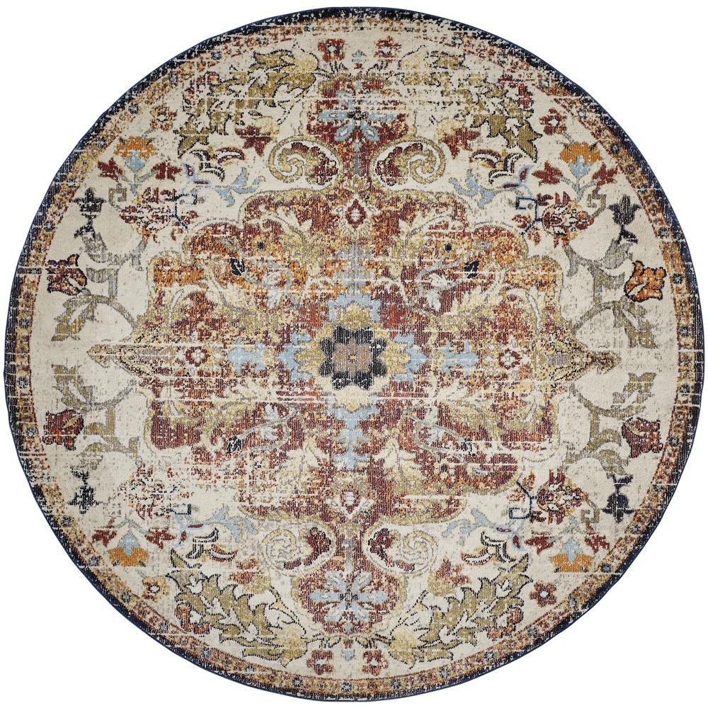 Bellini Vintage Bohemian Rug, Honey Gold/Blue, 7ft-10in x 7ft-10in Round, I78I3138BLUREDNCT. Picture 2