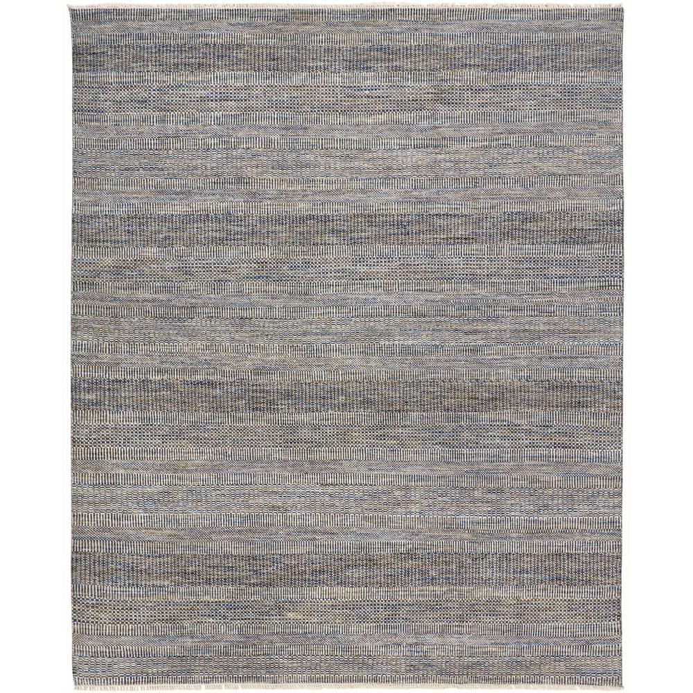 Janson Classic Striped Rug, Warm Gray/Bright Blue, 2ft x 3ft Accent Rug, I92I6064BLU000P00. Picture 1