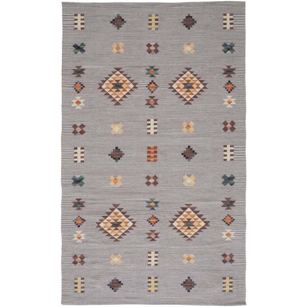 Dharma Southwestern Flatweave Rug, Warm Gray/Saffron, 4ft x 6ft Area Rug, I94R0763GRY000C00. Picture 2