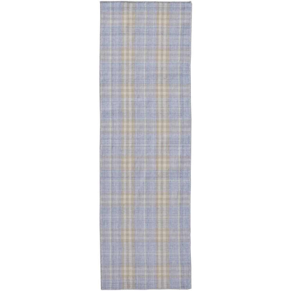 Jemma Soft Casual Plaid, Handmade, Ice Blue/Latte Tan, 2ft - 6in x 8ft, Runner, I96R8054GRYMLTI6A. Picture 2