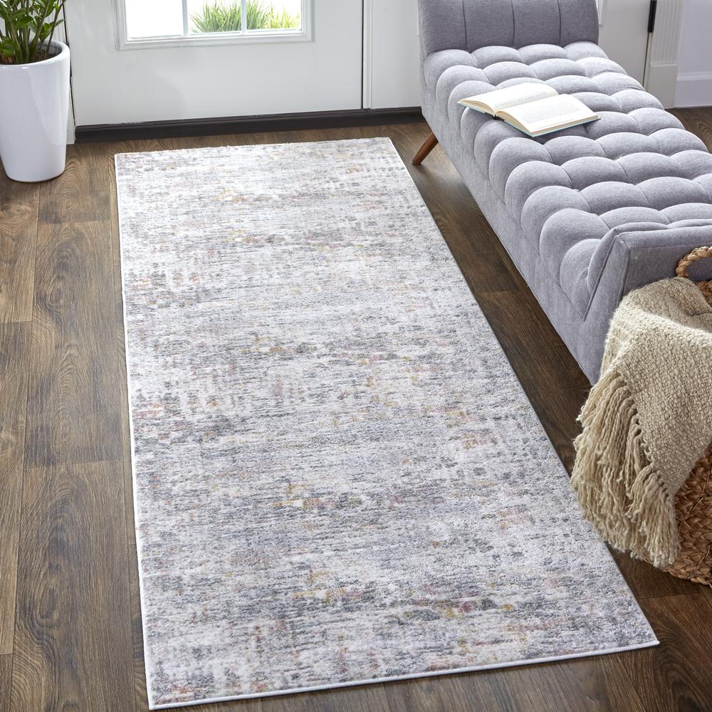 Kyra Distressed Abstract Rug, Gray/Ivory/Gold, 2ft - 10in x 7ft - 10in, Runner, KYR3856FGRYBGEI71. Picture 1
