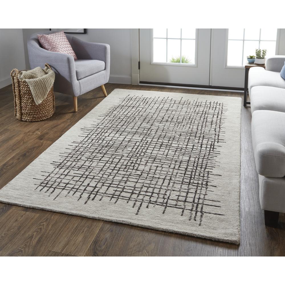 Maddox Modern Tufted Architectural Rug, Light Taupe/Brown, 3ft-6in x 5ft-6in, MDX8630FBGEBRNC50. Picture 1