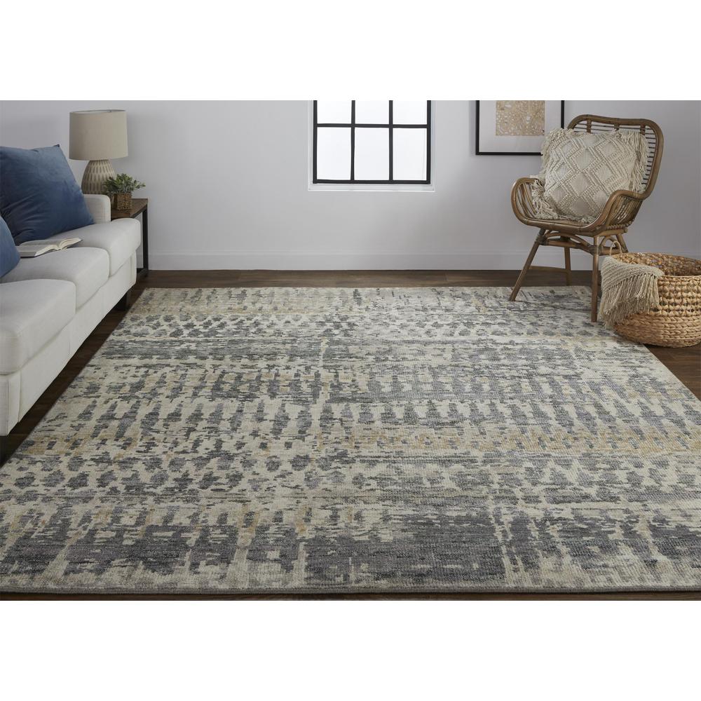 Palomar Luxe Hand Knot Accent Rug, Charcoal Gray/Light Beige, 2ft x 3ft, PAL6632FCHL000P00. Picture 1