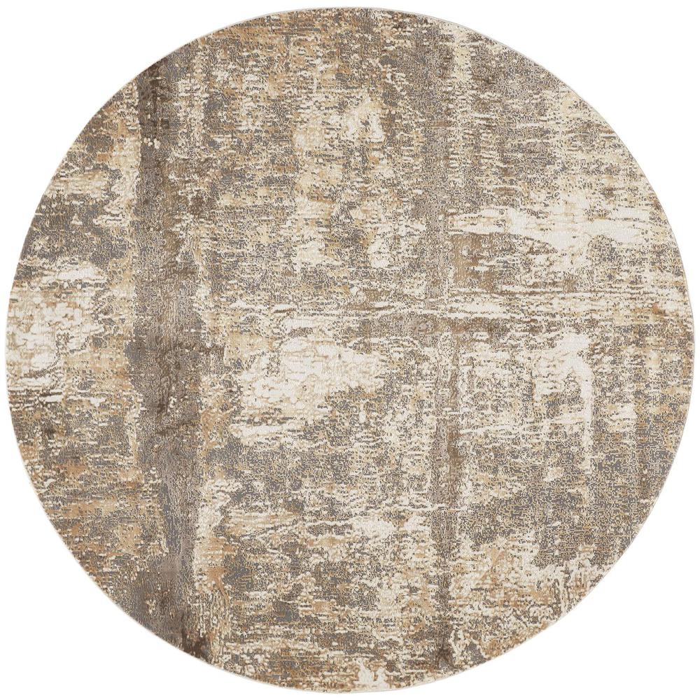 Frida Distressed Abstract Watercolor Area Rug, Latte Tan/Gray, 7ft-9in x 7ft-9in, PRK3701FIVYGRYN97. Picture 2
