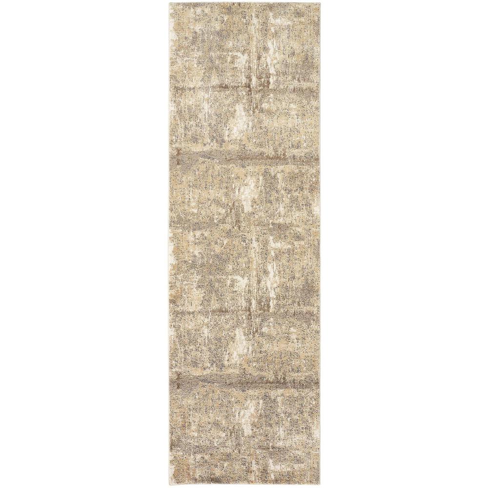 Frida Distressed Abstract Watercolor Rug, Latte Tan/Gray, 2ft-6in x 8ft, Runner, PRK3701FIVYGRYI68. Picture 2
