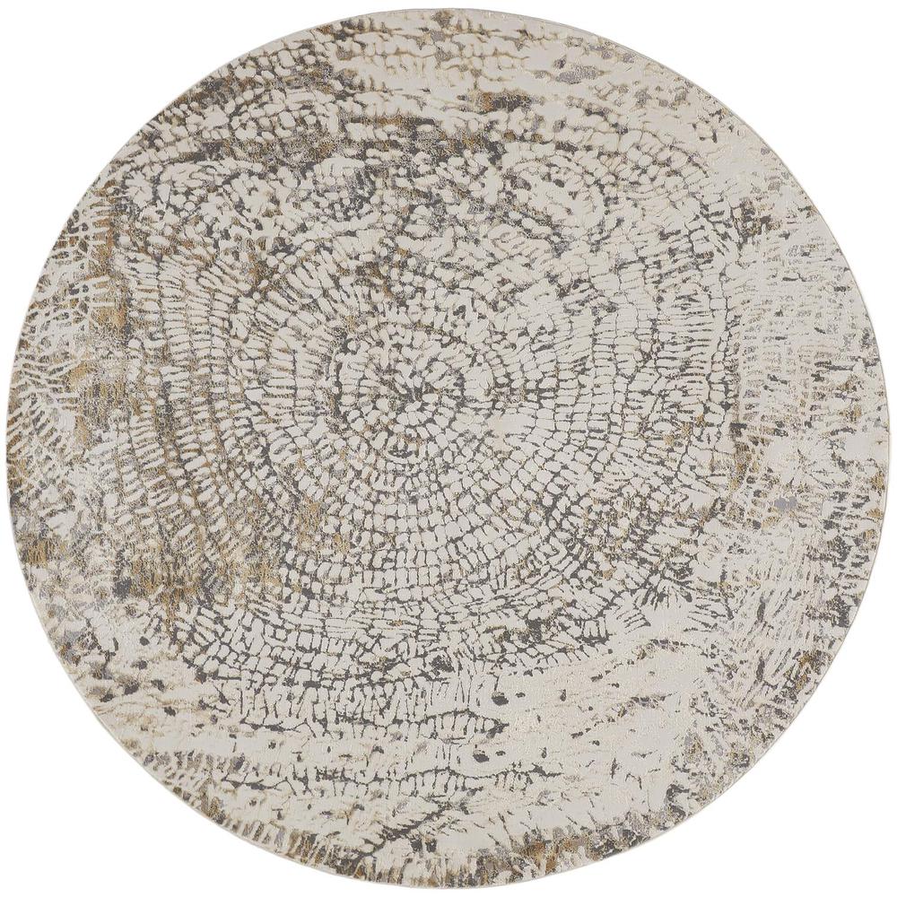 Frida Distressed Abstract Watercolor Area Rug, Ivory/Gray/Tan, 7ft-9in x 7ft-9in, PRK3702FSLVIVYN97. Picture 2
