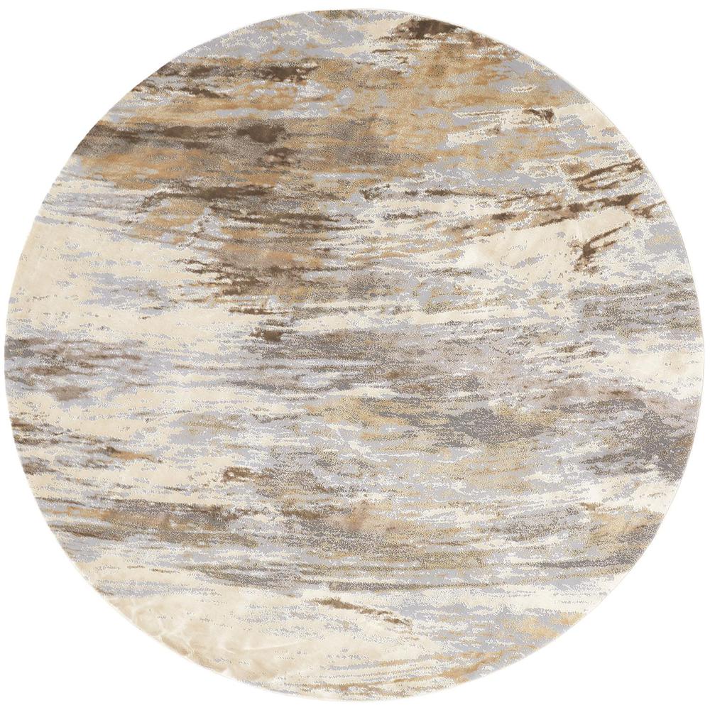 Frida Distressed Abstract Watercolor Rug, Beige/Blue, 7ft-9in x 7ft-9in Round, PRK3704FBGEBLUN97. Picture 2