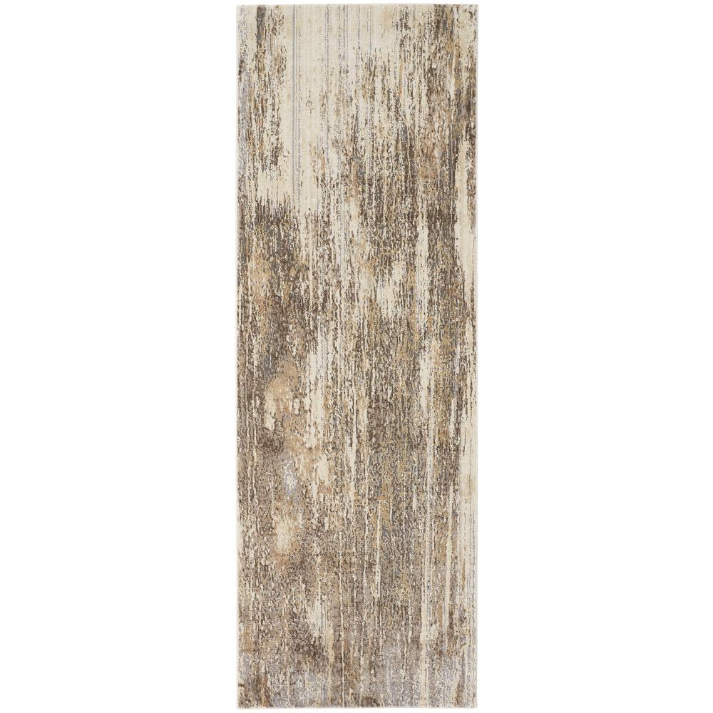 Frida Distressed Abstract Prismatic Rug, Ivory/Warm Brown, 2ft-6in x 8ft, Runner, PRK3705FIVYGRYI68. Picture 2