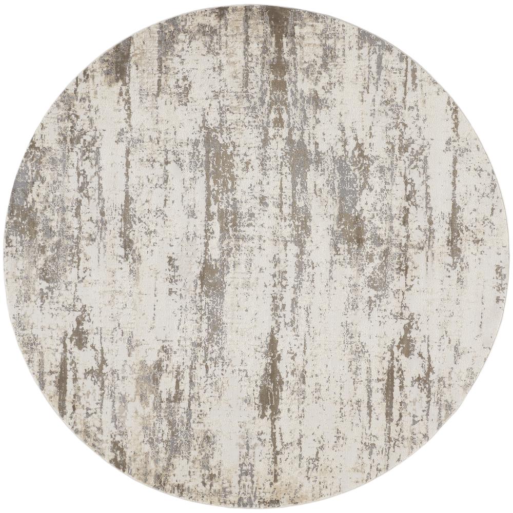 Frida Distressed Abstract Prismatic Area Rug, Ivory/Brown, 7ft-9in x 7ft-9in, PRK3719FSLVBGEN97. Picture 2