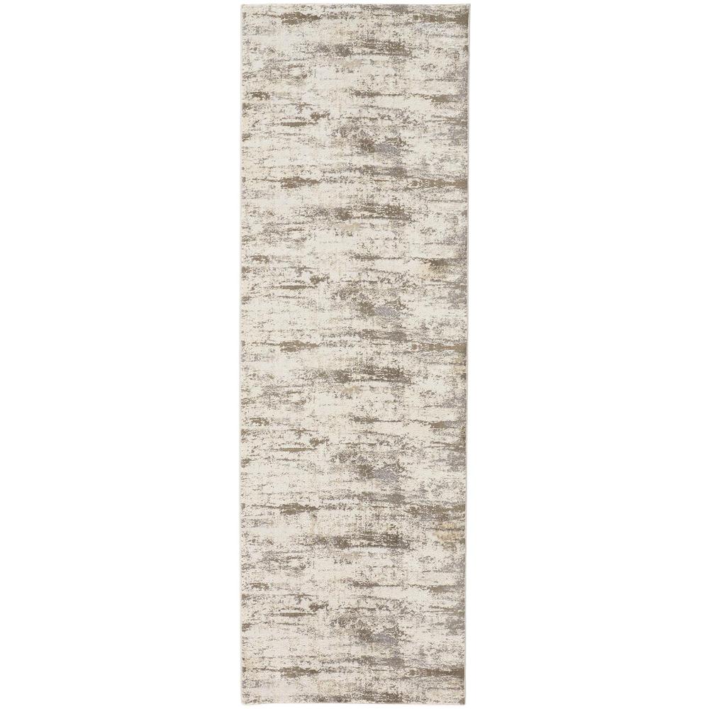 Frida Distressed Abstract Prismatic Rug, Ivory/Gray/Brown, 2ft-6in x 8ft, Runner, PRK3719FSLVBGEI68. Picture 2
